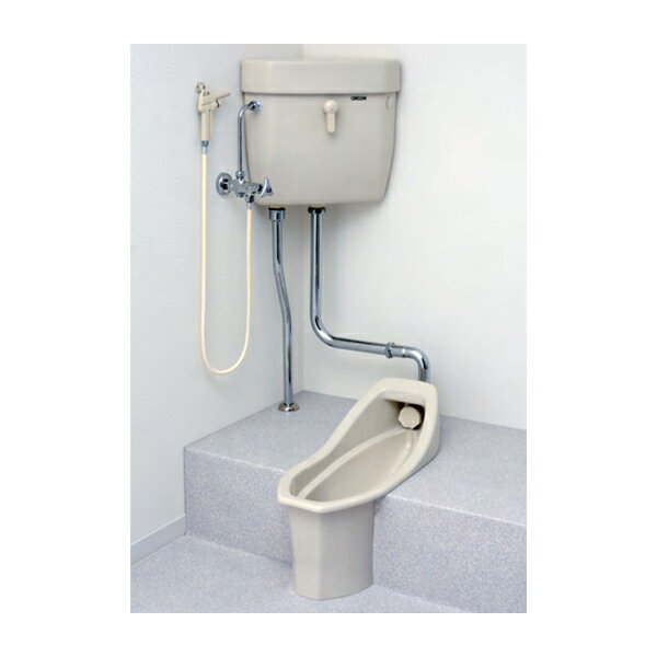 ●ロンシール機器 簡易水洗便器【DX-260P/N】BN8オフホワイト ロンクリーン 水タンク式和式便器(隅付型) 洗浄ノズル付〔GB〕