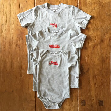 3人姉妹兄弟でお揃い/出産祝いギフトセット/ロンパース+Tシャツ3枚組/Little×Middle×Big【出産祝い プレゼント】【楽ギフ_包装】