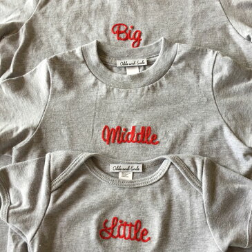 3人姉妹兄弟でお揃い/出産祝いギフトセット/ロンパース+Tシャツ3枚組/Little×Middle×Big【出産祝い プレゼント】【楽ギフ_包装】
