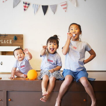 3人姉妹兄弟でお揃い/出産祝いギフトセット/ロンパース+Tシャツ3枚組/Little×Middle×Big【出産祝い プレゼント】【楽ギフ_包装】
