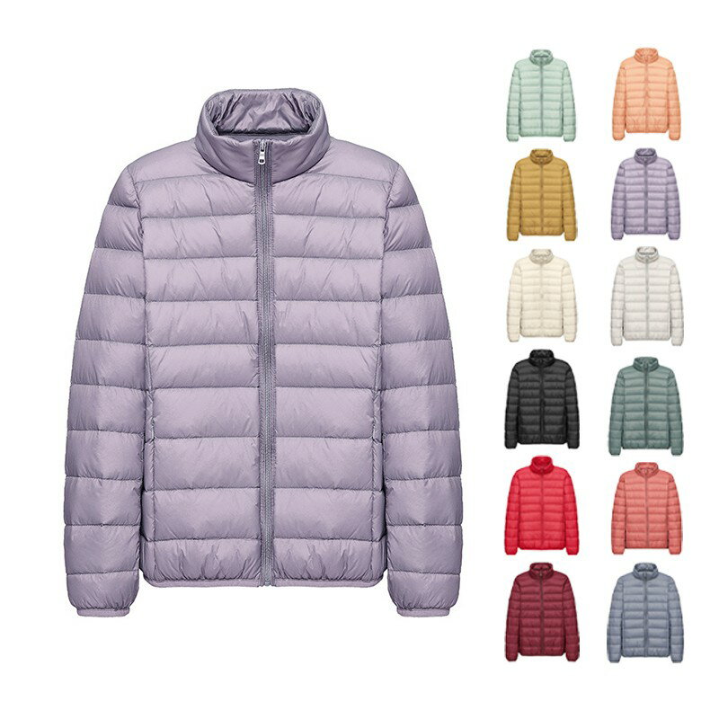 ダウンケット レディース 詰襟 おしゃれ ダウンジャケット タイト ショート丈 ファッション 無地 赤 ピ..