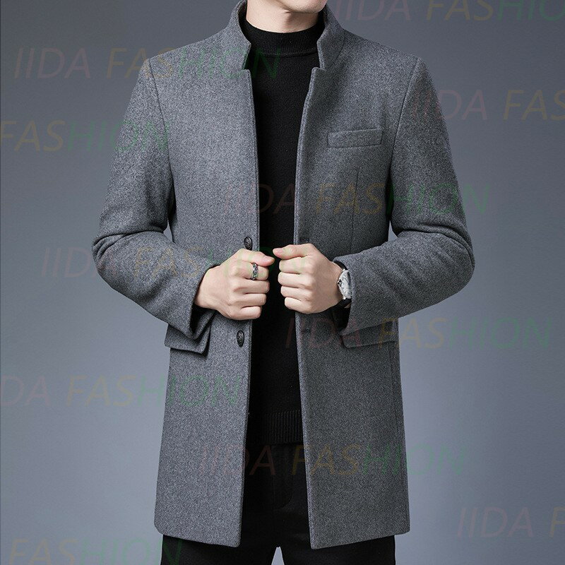 ムートンジャケット メンズ おしゃれ 詰襟 ラシャ混コート 韓国風 ファッション 上品 シンプル フォーマル フリースジャケット グレー ブラック ワインレッド 無地 スプリングコート 30代 40代 50代 ミディアム丈 アウター 春 秋服 ビジネス 通勤 暖かい 細身 メンズコート