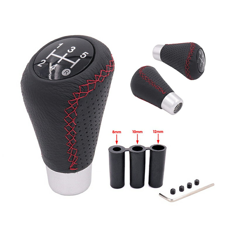 シフトノブ MT 5速 軽自動車 革 パンチングレザー 編み込み ロングタイプ シフトレバー 交換型 自動車用 シフトレバー 交換自分で M8 M10 M12 ...