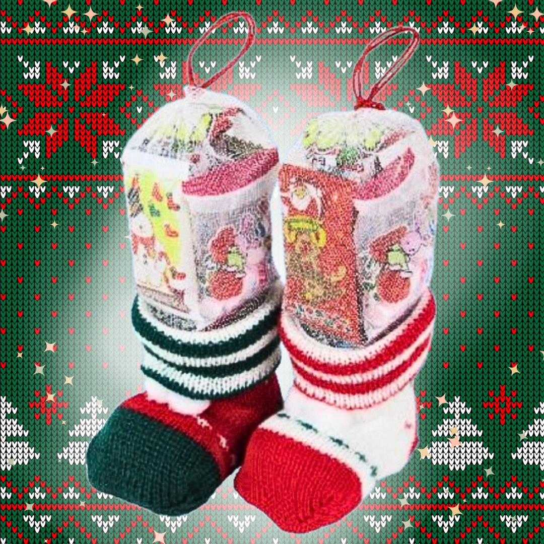 【2色セット♪】クリスマスブーツ お菓子 ミニニットブーツ 2つセット サンタ プレゼント 子供会 イベント クリスマス パーティ ギフト
