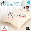 羽毛布団 シングルサイズ 2枚合わせ 1.1kg ホワイトダウン90% DP350 洗える 日本製 1年中 2枚合せ 羽毛掛け布団 オールシーズン 掛布団 ふと...