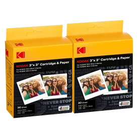 【60枚・海外純正品】KODAK 4PASSカートリッジ(3×3インチ)用紙&リボン一体型|ミニ3/ミニショット3対応