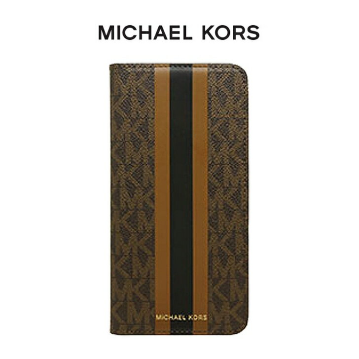 ＼新生活応援セール!店内全品ポイント5倍＆最大10%OFF／MICHAEL KORS ブックタイプケース／Brown Stripe 　RS0C044T　アウトレット　ブランド　手帳型　オシャレ