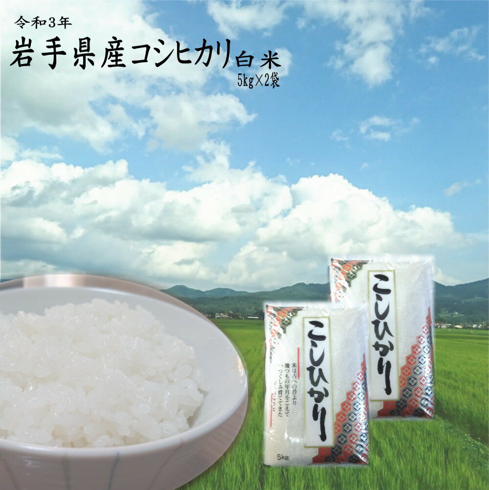 米 お米 送料無料 10kg 白米 コシヒカリ 5kg×2袋 精米 ライス 令和3年 コメ ご飯 岩手県産