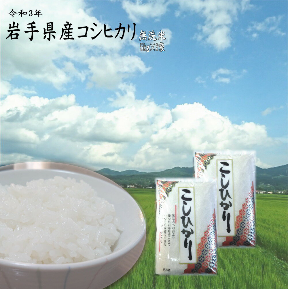 米 お米 送料無料 10kg 5kg×2袋 無洗米 コシヒカリ 精米 ライス 令和3年 コメ ご飯 岩手県産