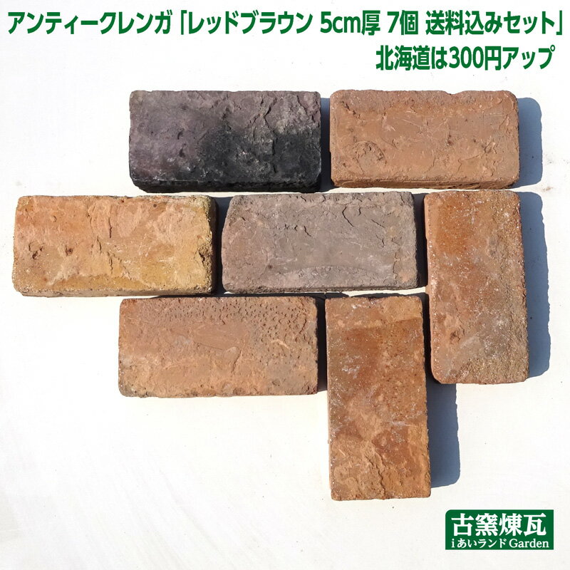 Rakuten - アンティークレンガ 「レッドブラウン 5cm厚 7個 送料込みセット」 （北海道は300円アップ）