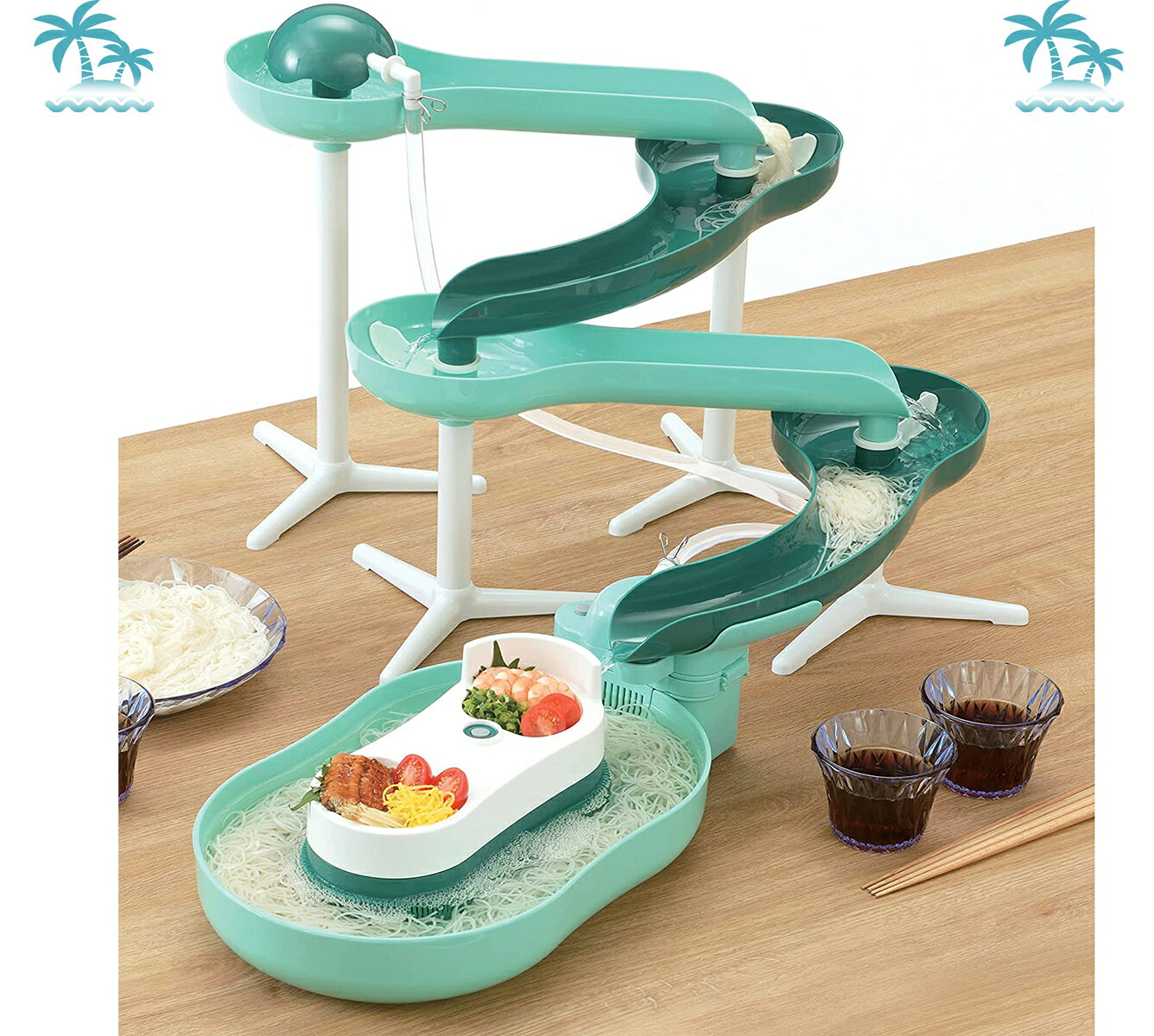 流しそうめん機 スライダー 流麺 そうめん流し器 D-6669 ミントグリーン パール金...