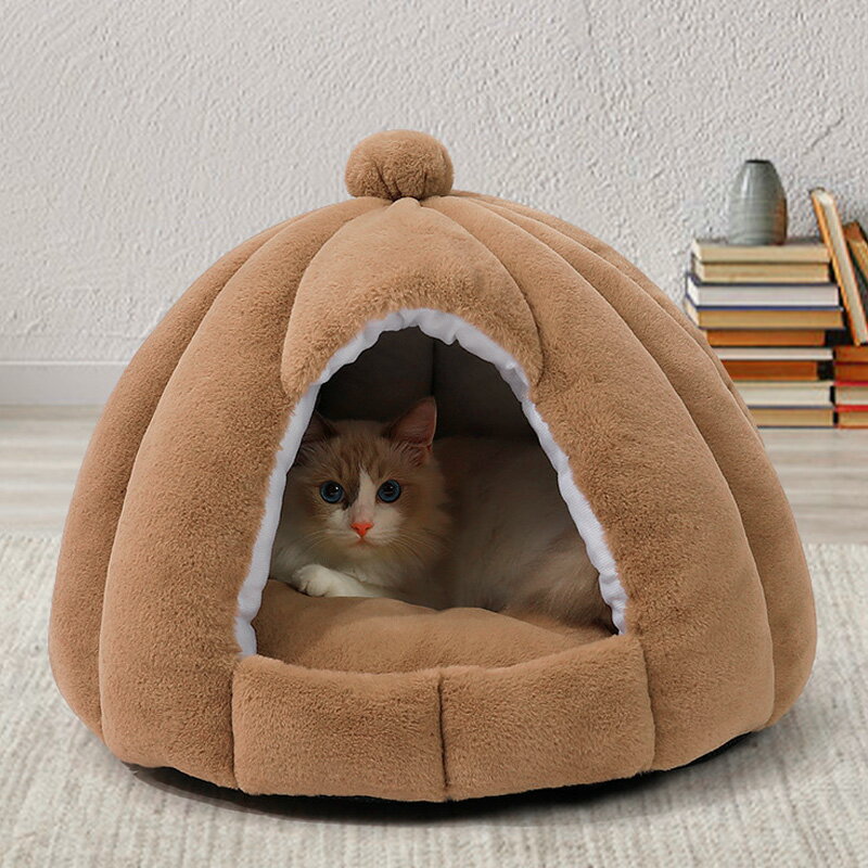 猫ハウス ドーム型 ペットベッド 秋冬用 ペットハウス クッション外す可能 犬猫兼用 キャットハウス 暖かいハウス ぐっすり眠る 保温防寒 洗える 寒さ対策 ペット用品 猫用 小型犬用 送料無料 2