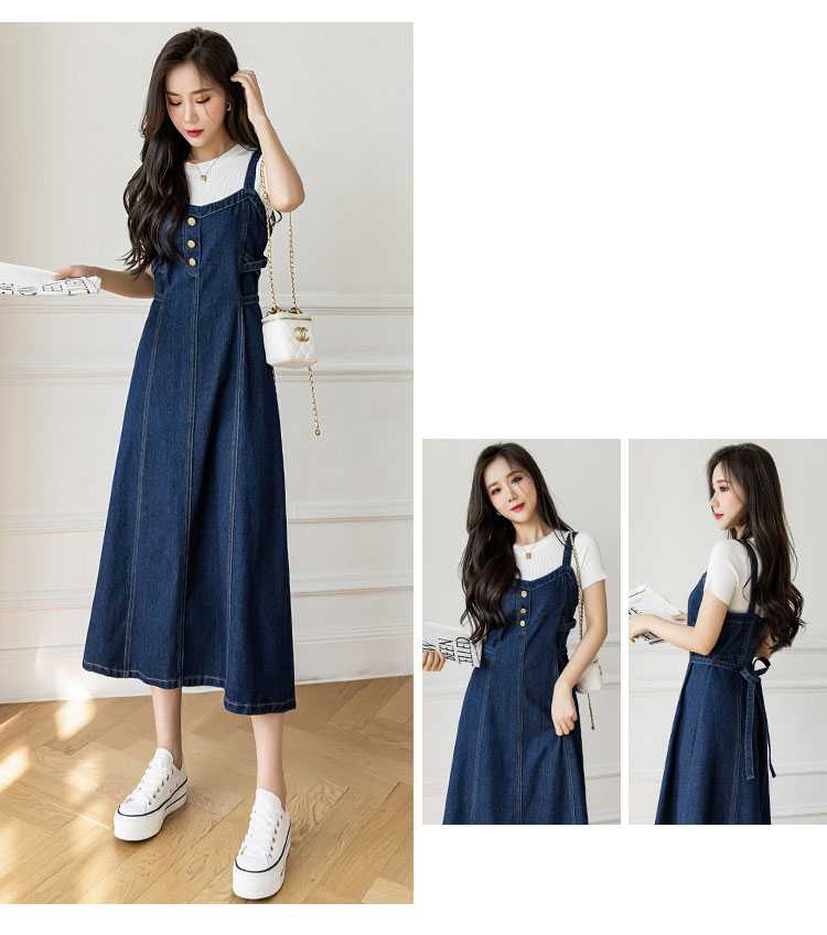 S-5XLデニム サロペット スカート スリット リボン付き ロング カジュアル レディース サロペットスカート レディース 大きいサイズ デニム 春 夏 秋 大きいサイズ ゆったり 体型カバー