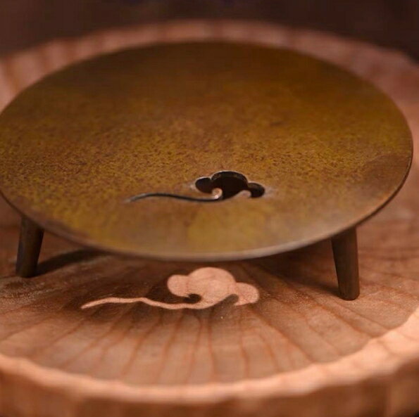 茶道具 壺托 壺托 祥雲 銅製 茶承 茶道 茶器 プレゼント トレイ トレー 茶承 茶盆 贈り物 旅行セット ..