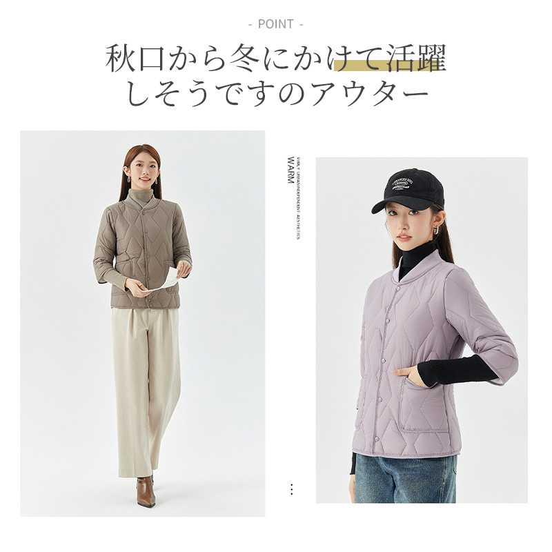 ノーカラー カジュアル 中綿コート インナージ...の紹介画像3