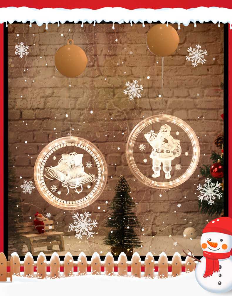 Merry Christmas クリスマス 飾り 装飾 ライト クリスマス 2個セット ライト クリスマス led 電池 防水 吸盤ライトLEDクリスマスライトハンギングライトフォーンベルサンタクロースクリエイティブショップシーンアレンジメント 点滅ライト 室内 室外