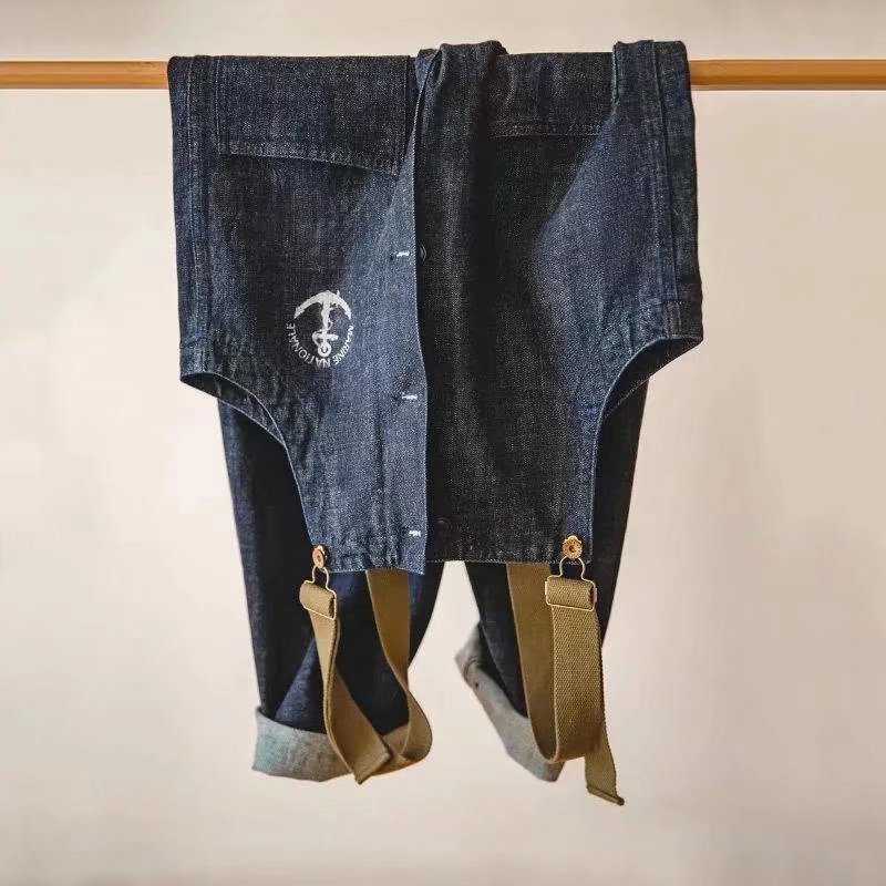 オーバーオール メンズ デニムサロペット M-2XL 大きいサイズ キャップパン アウトドア ワイドパンツ サルエル 男女 作業服 おしゃれ ゆったり米海軍 U.S.NAVY 大戦後期デッキパンツ ミリタリーメンズ ツナギ アウトドア
