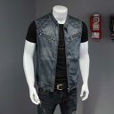 ベスト メンズ 紳士服 デニムベストM-6XL 大きいサイズバイクベストノースリーブ春夏 サマーベスト メンズベスト 春夏 ジャケット カジュアル服 スタイリッシュ スマート父の日