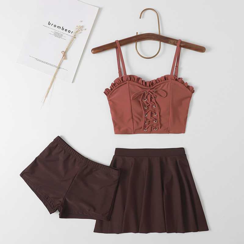 レディース水着体型カバー可愛い 水着 3点セット タンキニ ビ パッド ショートパンツタイプ 無地 海 プール リゾート肩出し セクシー 袖なし おしゃれ 温泉 旅行 プレゼント体型カバー カバーアップ 20代 30代 40代