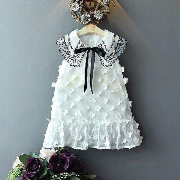 Rakuten - 子供服 ワンピース キッズ 女の子 夏 レースワンピース 折り襟 子ども服 ベビー服 子供ドレス 結婚式 誕生日 七五三 赤ちゃん お姫様 おしゃれ 可愛い 新品