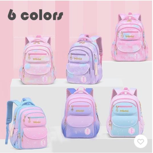 Rakuten - 子供リュック グラデーション プリント リュックサック キッズリュック 女の子 小学生 バックパック 防水 お祝い 遠足 アウトドア 通学 可愛い セーフティグッズ