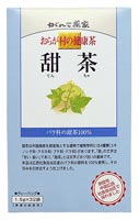 おらが村の健康茶 甜茶 中国広西省産のバラ科の甜茶。自然な甘味をうまく引き出すように仕上げました。 製造元:がんこ茶家 内容量:1.5g×32袋 サイズ(奥行×横幅×高さ):45×110×180(mm) 自然な甘味をお楽しみ下さい。 甜茶は、中国南部原産の植物で、ユキノシタ科、アカネ科、ブナ科、バラ科の4種類があります。その中で注目を集めているものが、バラ科の甜茶。文字通りほんのり甘いお茶です。成分として、甜茶ポリフェノール、甘味成分のルブソシド、カリウム、カルシウム、マグネシウムなどが含まれています。 「おらが村の健康茶 甜茶」は、中国広西省産の甜茶(バラ科)を100%使用したお茶です。甜茶が持つ自然な甘味を引き出すように仕上げました。 春先や、季節の変わり目などにお召し上がり下さい。 がんこ茶家特選「おらが村の健康茶」の特徴 がんこ茶家特選「おらが村の健康茶」は、健康で豊かな食生活をお過ごしいただくために開発しました。 私たちは使用原材料をよく吟味し、生産地が明確な原料を使用します。 輸入原料は、それぞれ最高級品もしくはそれに準ずる原料を使用しました。 衛生面に十分気をつけ、最新設備の整った工場で、一貫して製造しました。 ご家族それぞれのお好みに合ったアイテムをベストセレクトしました。 おらが村の健康茶 甜茶 のお召し上がり方 鉄瓶等でよく沸騰させたお湯1〜1.5リットルにティーバッグ2袋を入れ、約5〜10分煮出した後、1日数回に分けてご飲用下さい。煮出し時間の調整は、お好みの濃さにより調整下さい。 煮出し後のお茶は、冷蔵庫で保管する場合以外は当日中にお飲み下さい。 原材料 甜茶(バラ科) 広告文責:いいもの健康有限会社 電話番号: 042-498-2113　