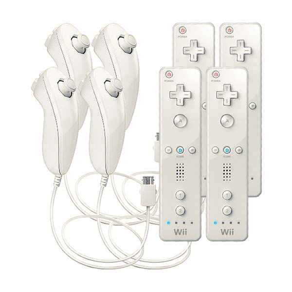 Wii ニンテンドーWii 本体 すぐ遊べるセット ソフト付（マリオカートWii）リモコン&ヌンチャク&ハンドル各4点付 純正【中古】