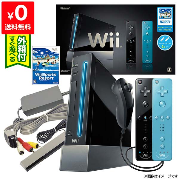 Wii ニンテンドーWii Wiiリモコンプラス2個 Wiiスポーツリゾート同梱 本体 完品 外箱付 ...