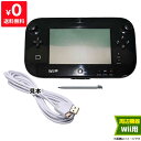 WiiU ゲームパッド タッチペン付 互換USB充電ケーブル(新品ホワイト)付 クロ【中古】