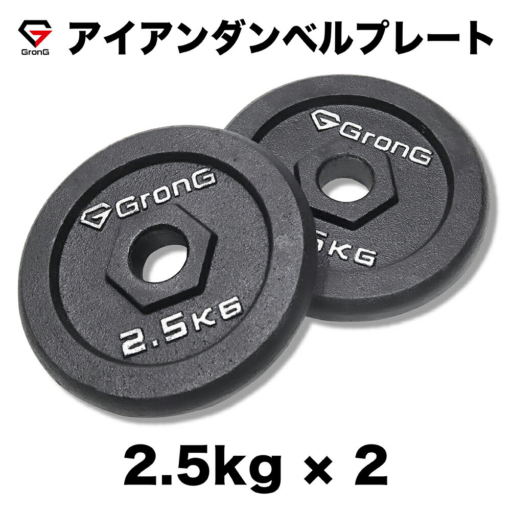 GronG グロング アイアンダンベル プレート 追加 セット バーベル 2.5kg 2 計5kg シャフト径28mm