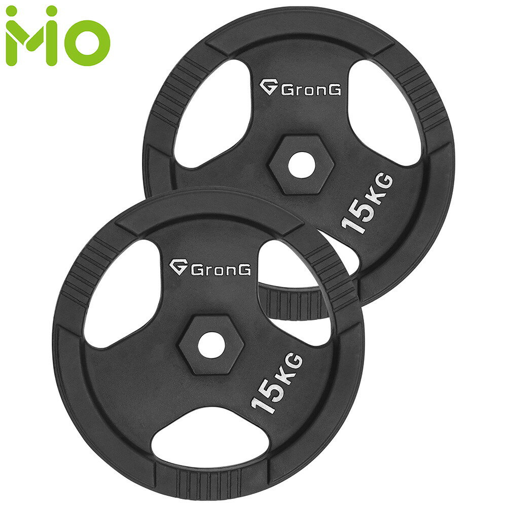 グロング ダンベル プレート バーベル 15kg 2個セット シャフト径28mm 筋トレ アイアン GronG