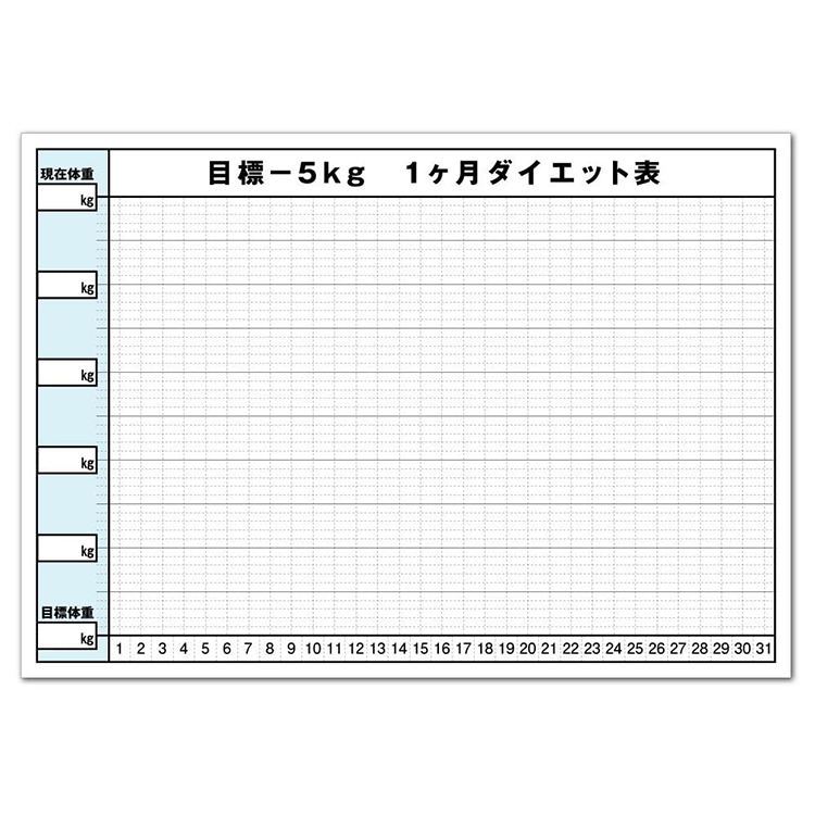 〔ポスター〕 グラフ ダイエット -5kg 目標 日付有 選べる8サイズ