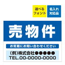 〔屋外用 看板〕 不動産 売物件(背景青) 名入れ無料 長期利用可能 (B2サイズ/728×515ミリ)