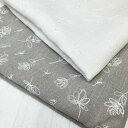 リネン 刺繍 Tulip 生地 60番手 薄手 レース オリジナルデザイン 花柄 チューリップ キナリ オフ 国産 103/105cm巾 【50cm単位】〈品番ON011〉