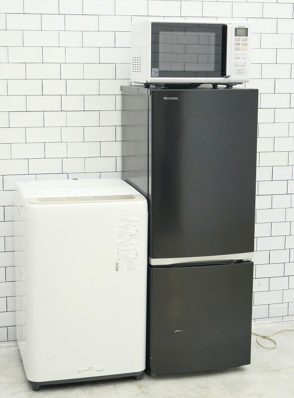 <地域限定>◎配送無料◎設置無料【中古】153L、5kg/21年、20年、19年製/東芝、パナソニック、東芝製/(冷蔵庫、洗濯機、オーブンレンジ)中古家電3点セット