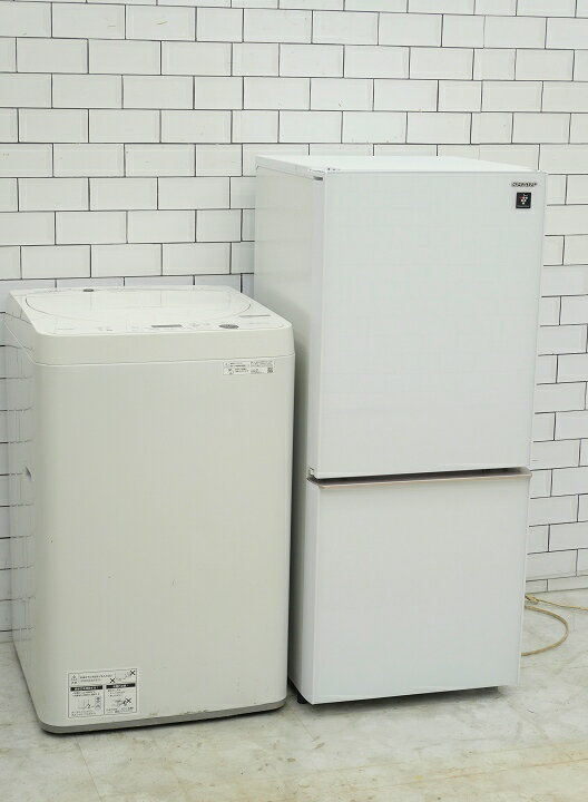 【中古】【地域限定配送・設置無料】137L、5.5kg◆19年、21年◆シャープ、シャープ製◆（冷蔵庫、洗濯機）中古家電2点セット