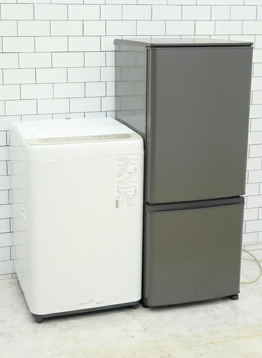【中古】【地域限定配送・設置無料】146L、5kg◆21年、19年◆三菱、パナソニック製◆（冷蔵庫、洗濯機）中古家電2点セット