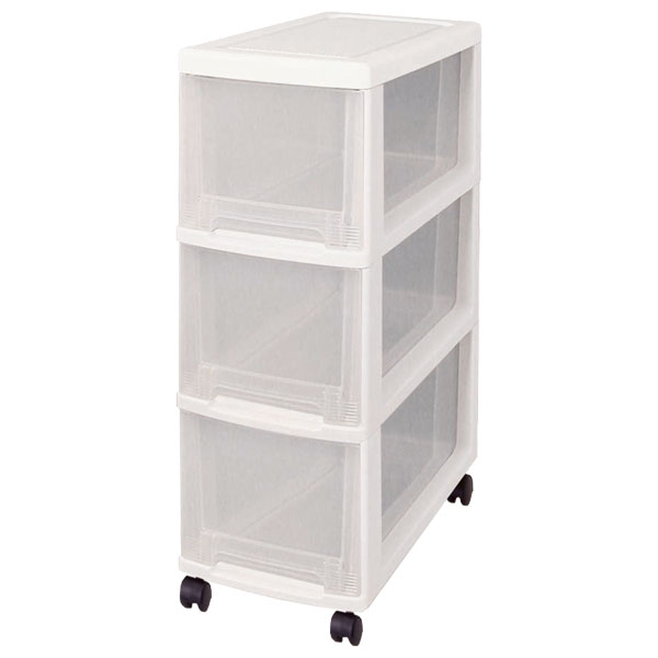 キッチン収納 キッチンスリムストッカー3段 ホワイト ｜ 隙間収納 幅22cm 収納ケース 移動 キャスター ..