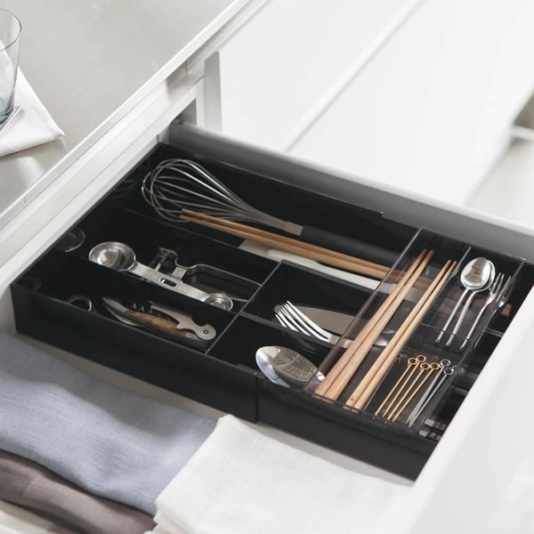 山崎実業 カトラリーケース tower タワー 伸縮＆スライド カトラリートレー ブラック 3383 ｜ 引き出し 仕切り 整理 伸縮