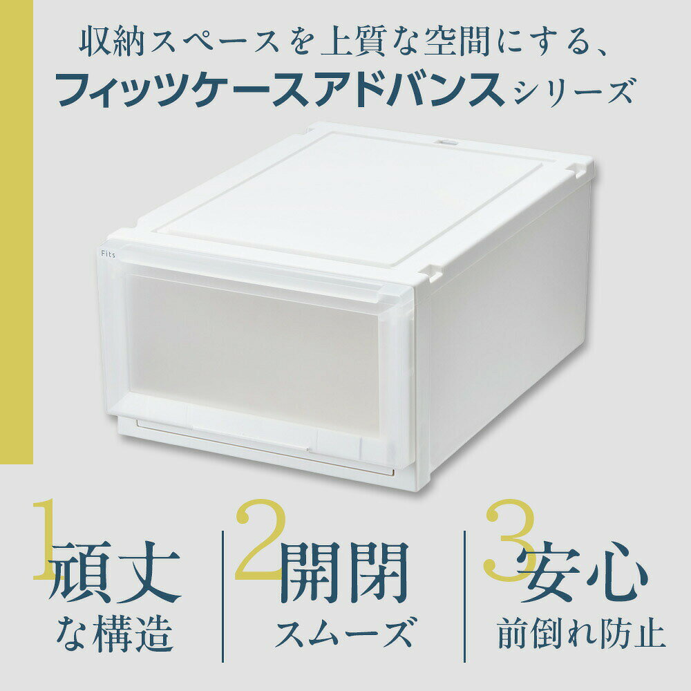 収納ケース Fits フィッツケース アドバンス 55-45S 幅45×奥行55×高さ20cm ホワイトクリア | クローゼット用 引出し 引き出し 衣装ケース プラスチック 白 積み重ね おしゃれ [3]