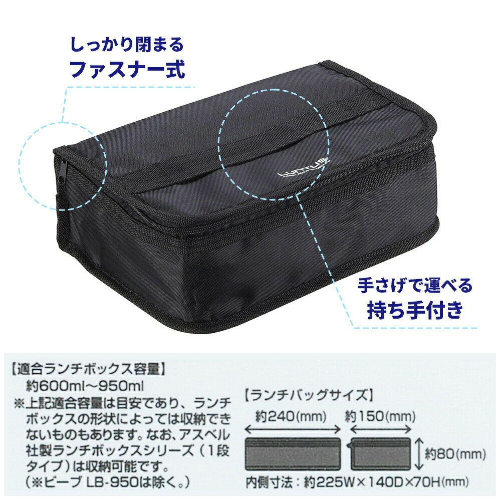 イイネカ iineca くらしの雑貨店の弁当用 保冷バッグ 1段用保冷ランチバッグ 保冷剤付 ブラック 3166 ｜ 弁当袋 保冷 弁当 包み メンズ 男子 保冷剤セット シンプル 黒 保冷剤付き 弁当バッグ 弁当巾着｜アングル3