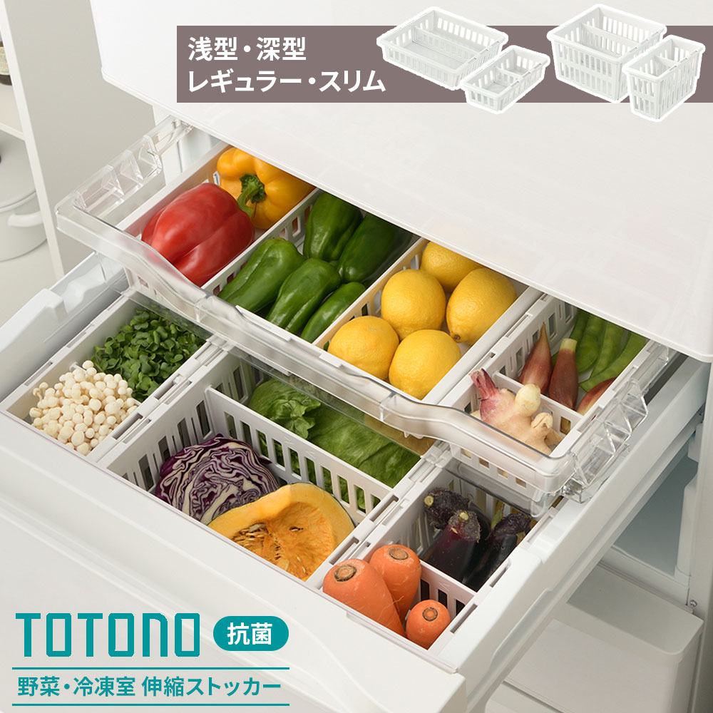 リッチェル 冷蔵庫収納ボックス トトノ（totono）野菜・冷凍室用 伸縮ストッカー 4...