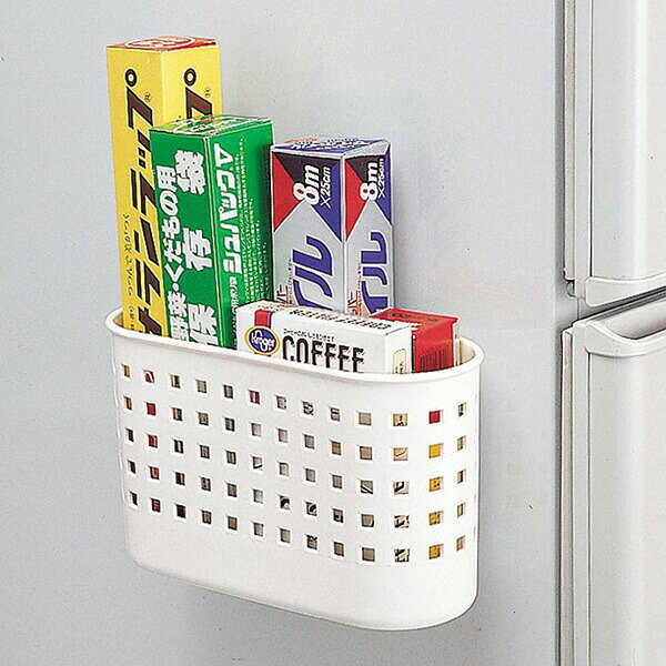 バスケット マグネット ミニ ホワイト ｜ キッチン収納 ラップ 小物収納 台所 磁石 冷蔵庫に付ける 入れ物 iineca-10005562 イイネカ iineca くらしの雑貨店 パッケージ画像