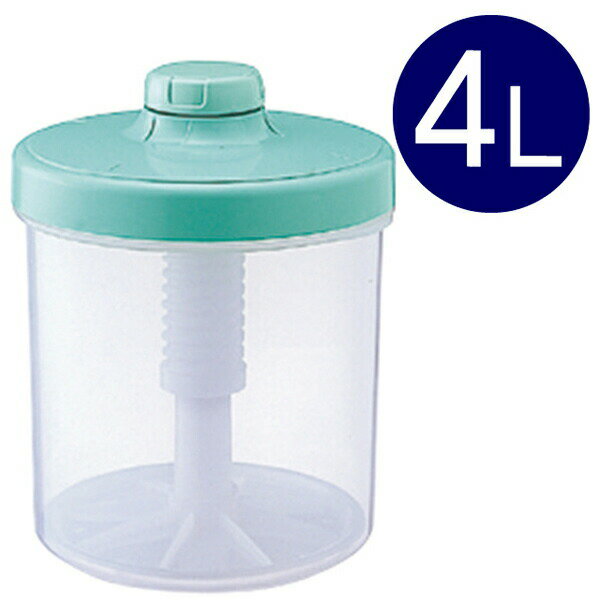 漬物容器 ハイペット 円柱型 4L グリーン E-40 ｜ 即席漬物器 浅漬け つけもの プラスチック 丸型 バネ..