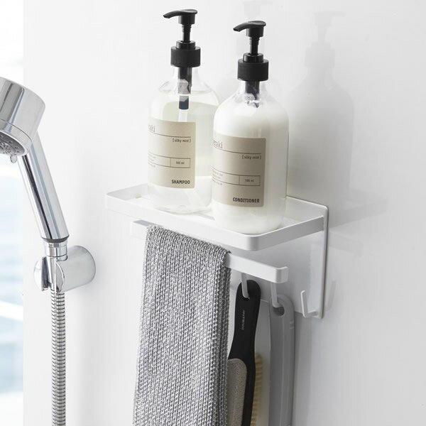 山崎実業 バスラック tower タワー マグネットバスルーム多機能ラック ホワイト 3548 ｜ フック収納 タオル掛け マグネット バス用品