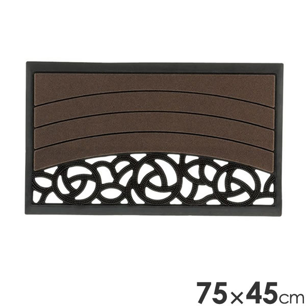 リッチェル 玄関マット 玄関スクエアマット ローズ柄 S 75×45cm ブラウン ｜ 泥落とし マット 屋外 土間 ドアマット 玄関前 ドア前 ウェルカムマット おしゃれ 薔薇