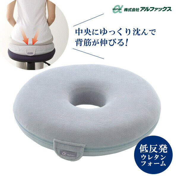 低反発クッション 円座クッション 姿勢 腰痛 猫背 改善 疲れにくい 座布団 デスクワーク テレワーク 在宅勤務 カバー洗濯OK お医者さんの ブルーグレー AP-5613 アルファックス