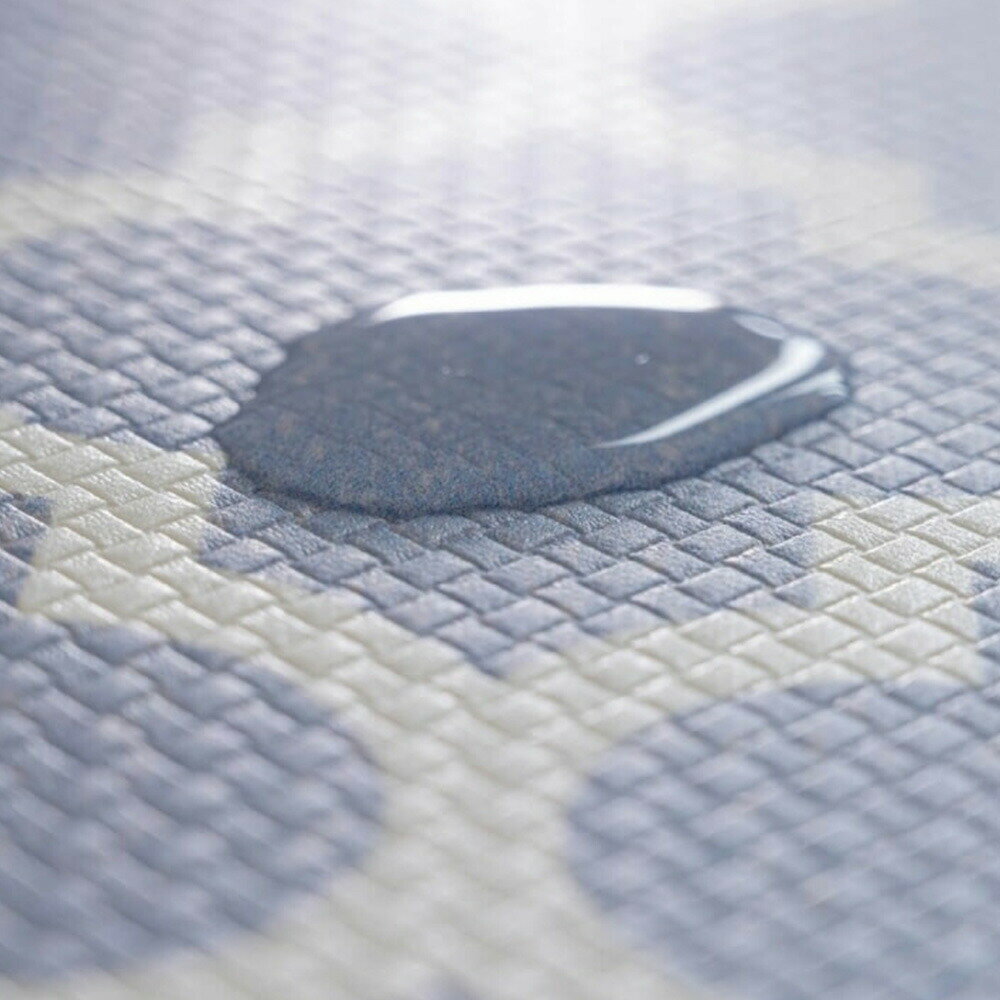 洗濯不要の台所マット ササっと拭けるキッチンマット 45×180cm グレー ｜ 洗濯いらず フローリング 玄関 もちもち クッション 汚れを弾く 汚れ防止 キズ防止 モロッコ柄 おしゃれ レトロ モダン