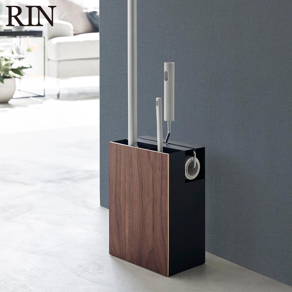 Rakuten - クリーナーツールオーガナイザー リン 山崎実業 RIN ブラウン ナチュラル 1745 1746 ハンディーワイパー フローリングワイパー カーペットクリーナー 収納 yamazaki