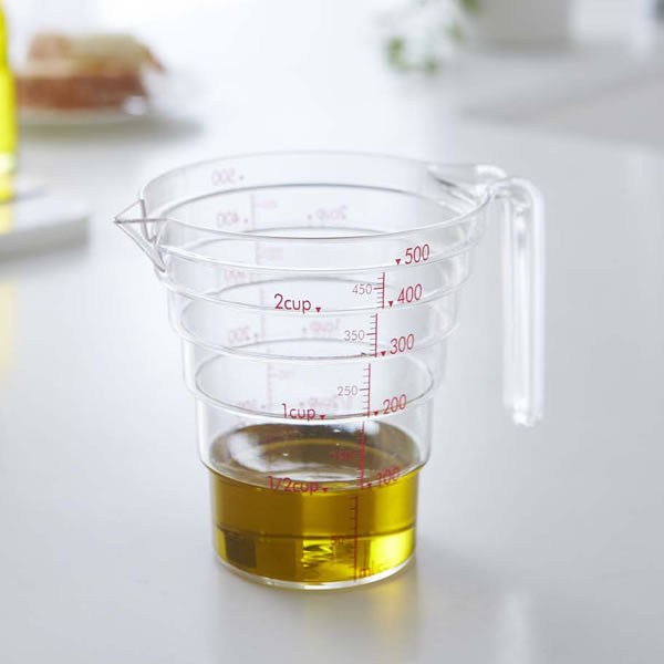 山崎実業 段々 計量カップ 500ml クリ